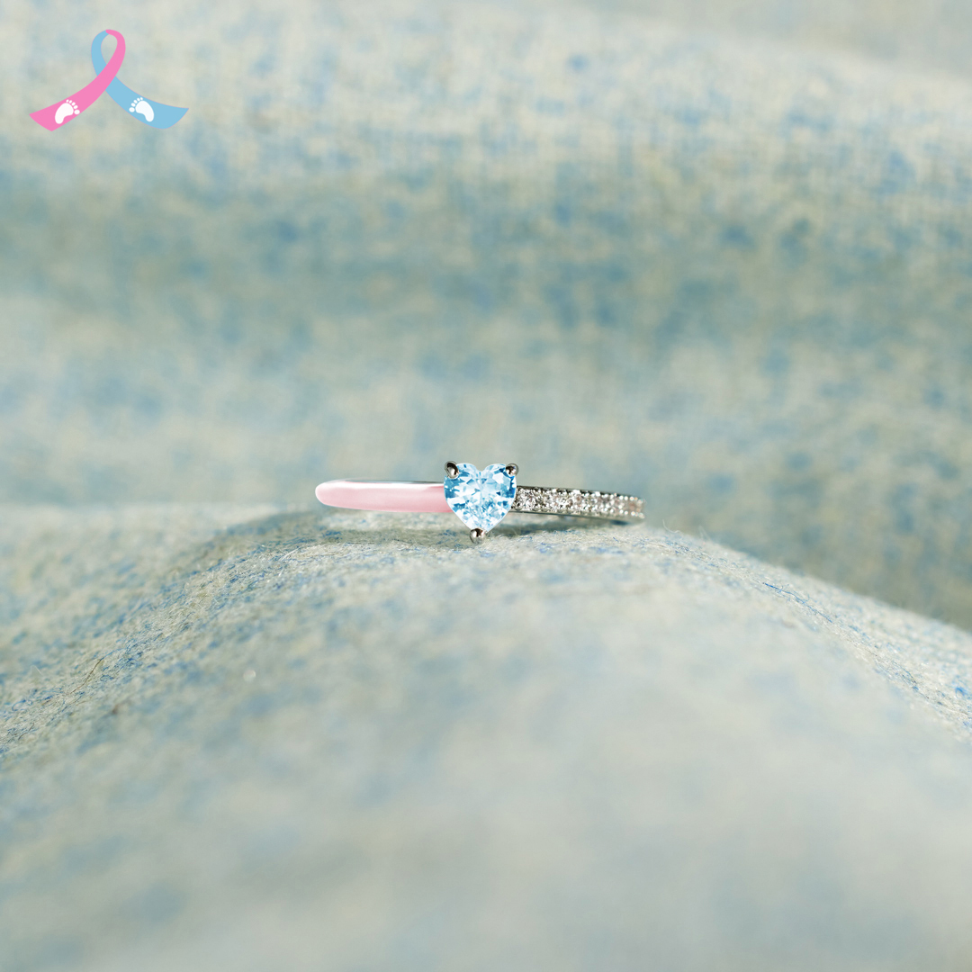 Mama Of An Angel Blue Heart Ring