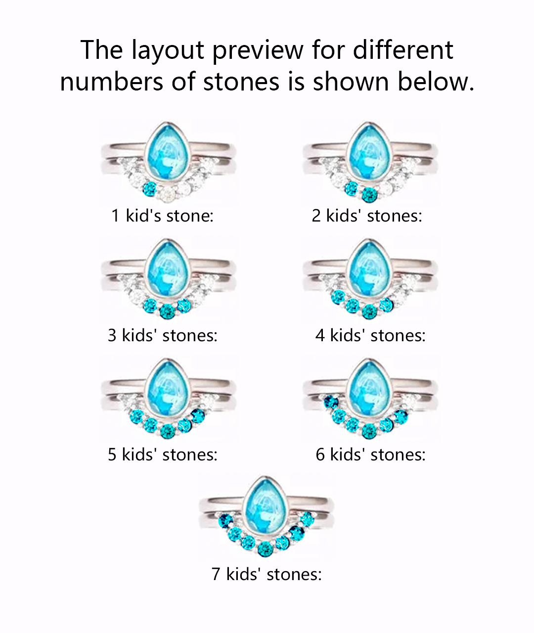 Personalized 1-7 Birthstones Water Drop Birthstone Ring