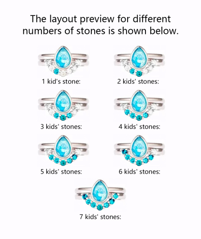 Personalized 1-7 Birthstones Water Drop Birthstone Ring