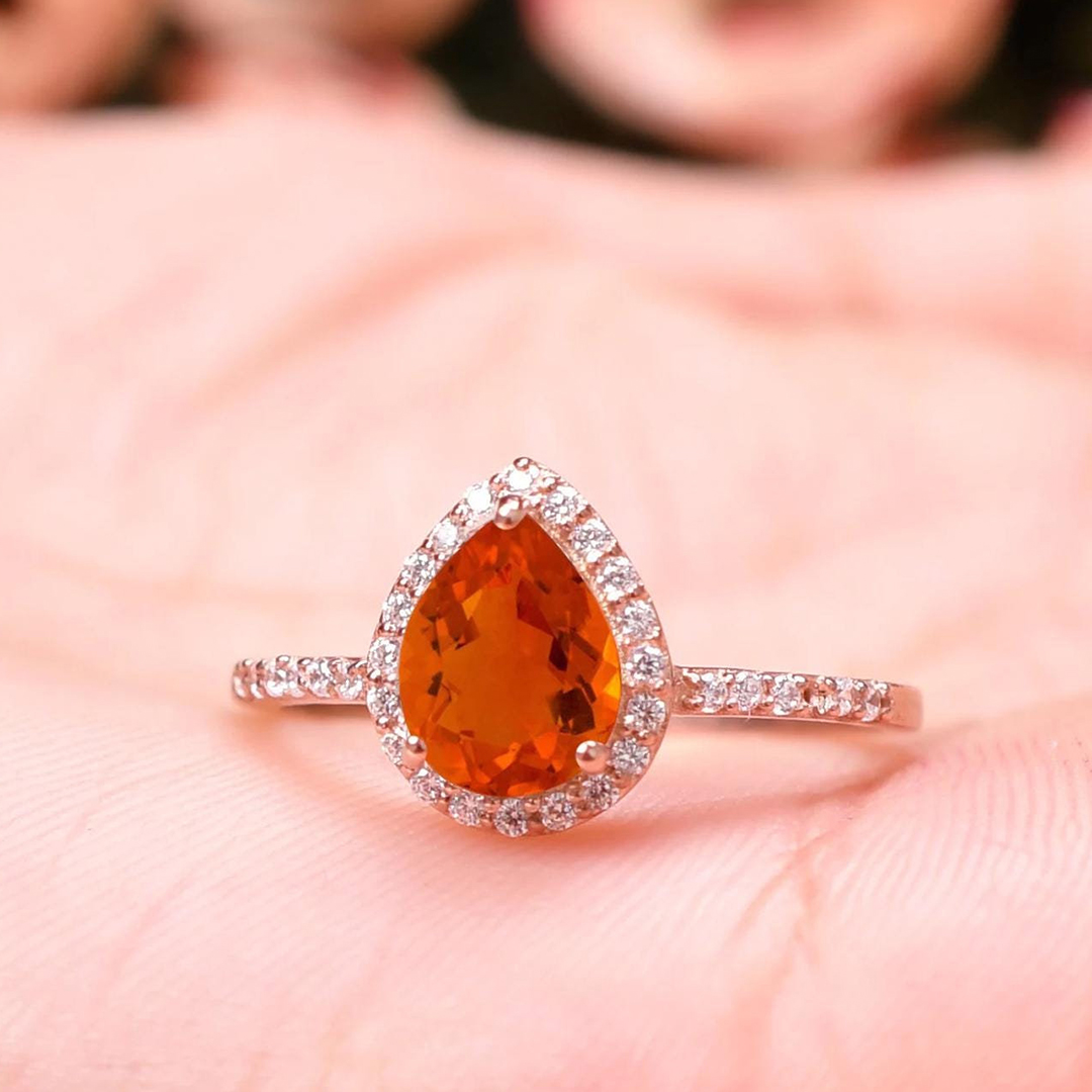 Multiple Sclerosis Awareness Courage & Hope Pear Ring