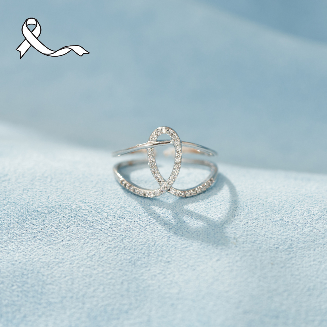 I Am Enough White Ribbon Lung Cancer Ring