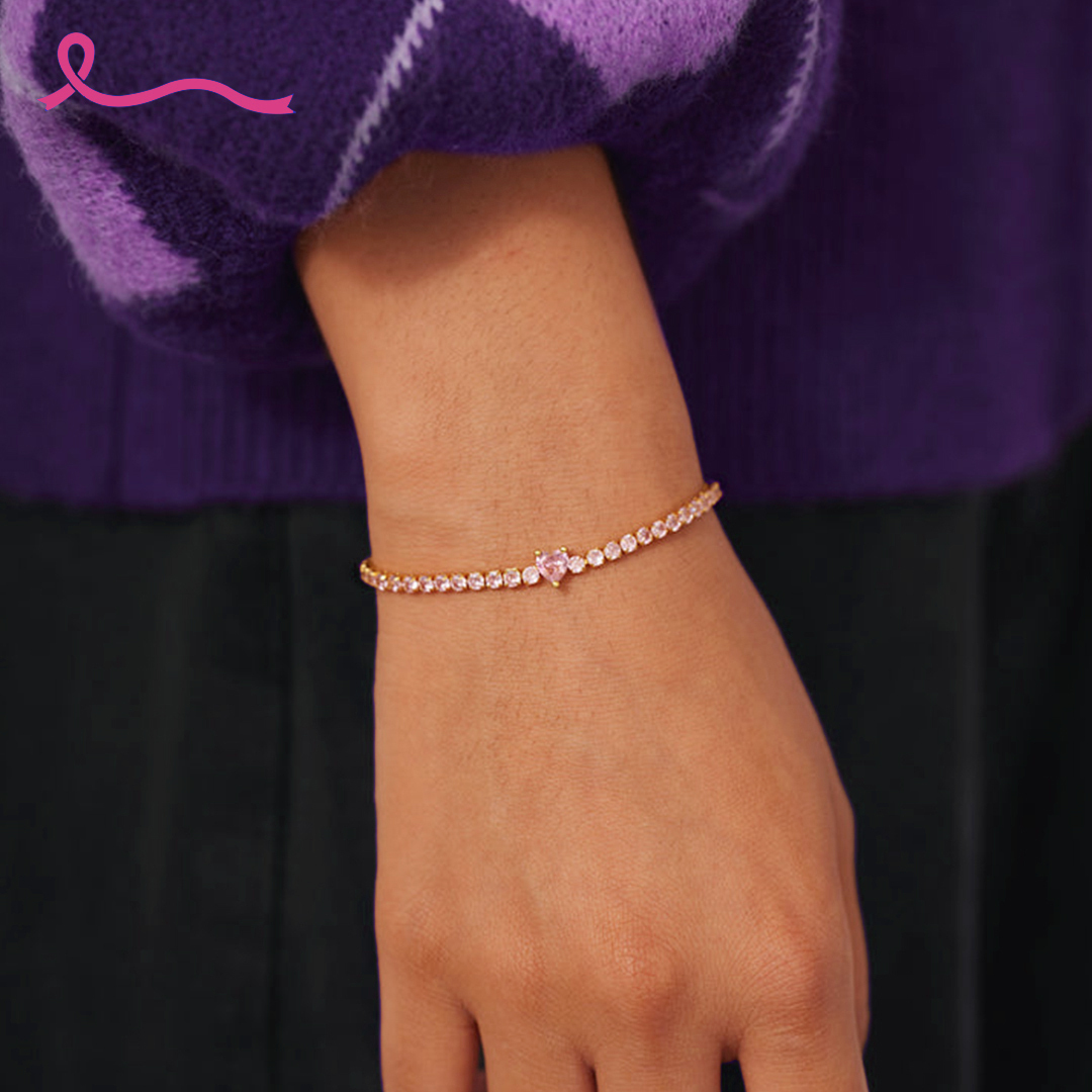 Raise Awareness I Am Enough Pavé Pink Heart Bracelet