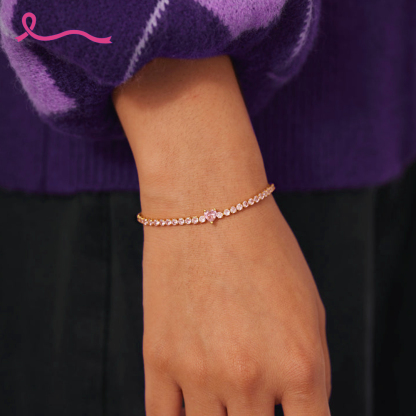 Raise Awareness I Am Enough Pavé Pink Heart Bracelet