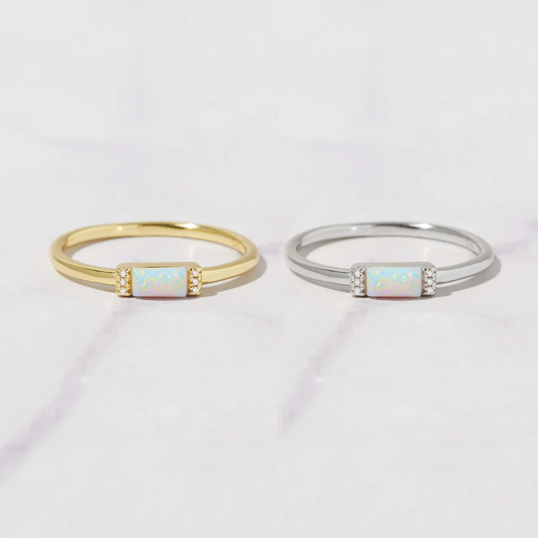 Matching Mother & Daughter Square Opal Rings