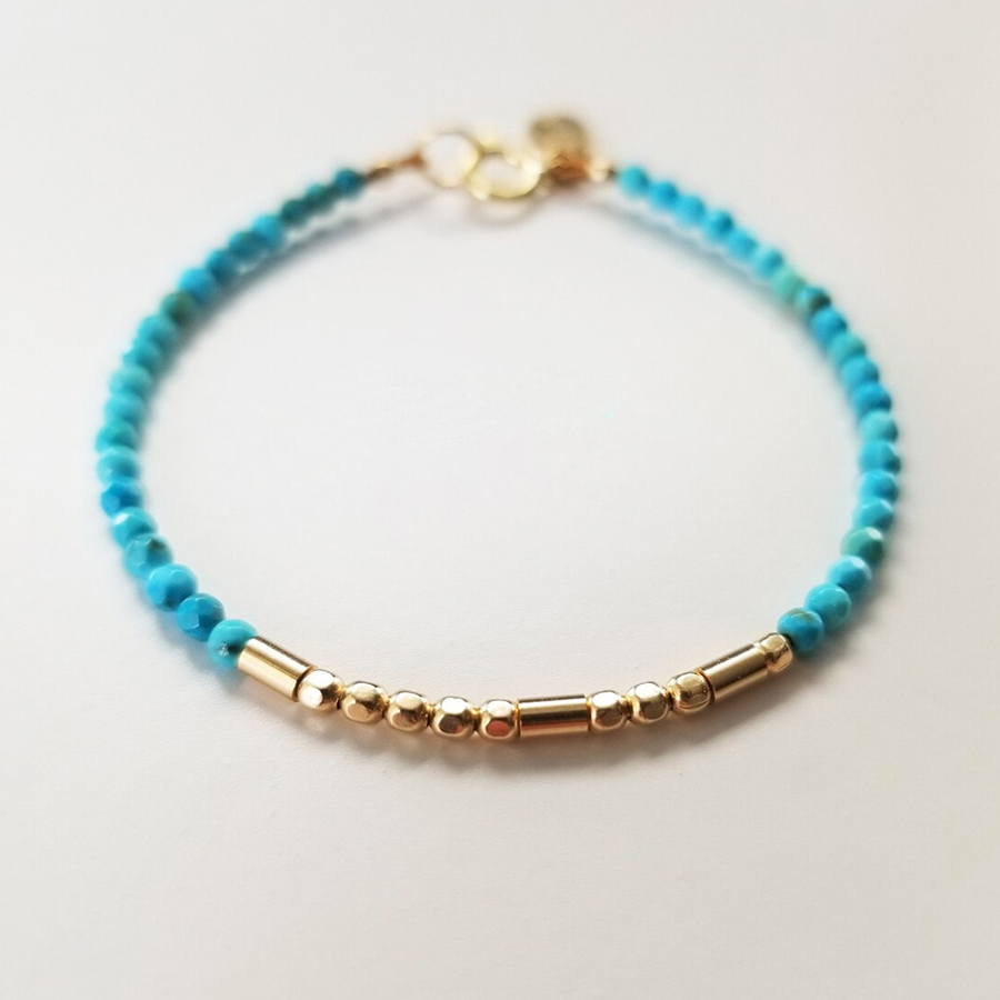 Genuine Turquoise Gemstone Morse Code Bracelet