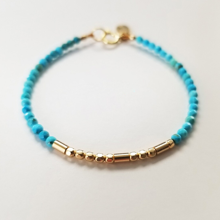 Genuine Turquoise Gemstone Morse Code Bracelet