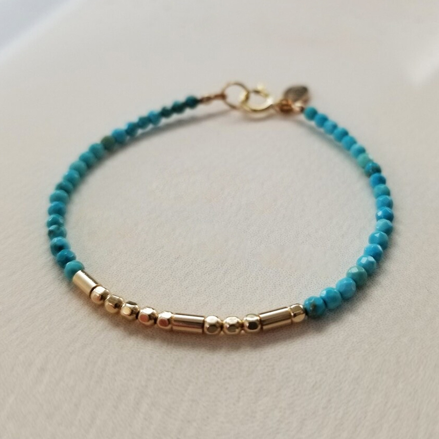Genuine Turquoise Gemstone Morse Code Bracelet