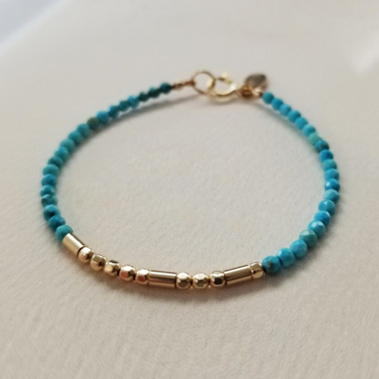 Genuine Turquoise Gemstone Morse Code Bracelet