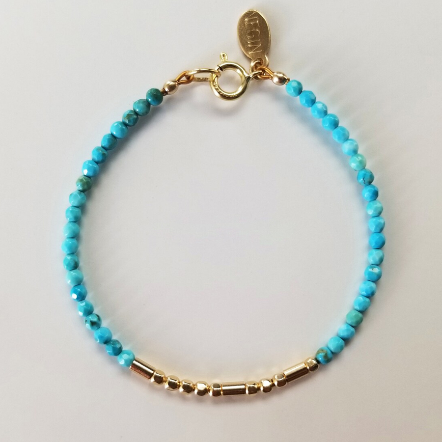 Genuine Turquoise Gemstone Morse Code Bracelet