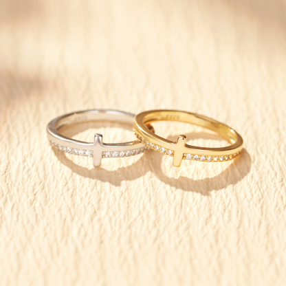 Let God Be In Control Golden Cross Ring