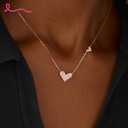 I Am Enough To Defeat Breast Cancer Pink Heart Necklace