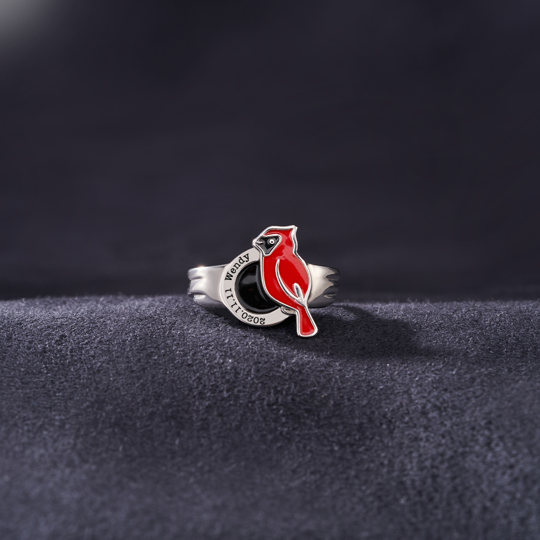 Personalized Kid‘s Name & Date Cardinal Ring