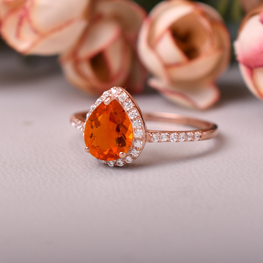 Multiple Sclerosis Awareness Courage & Hope Pear Ring