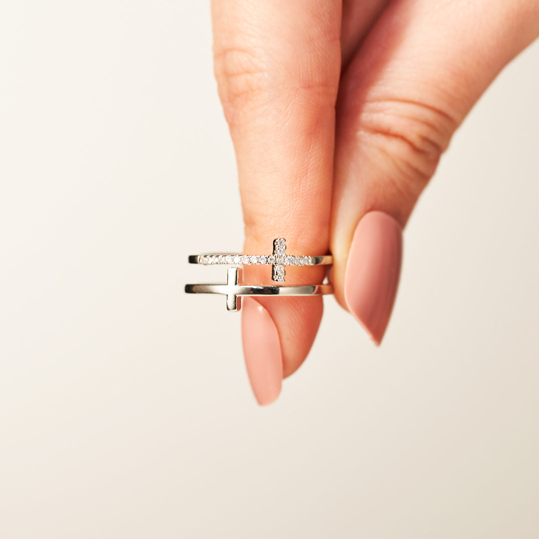 Matching Mother & Daughter Double Cross Rings