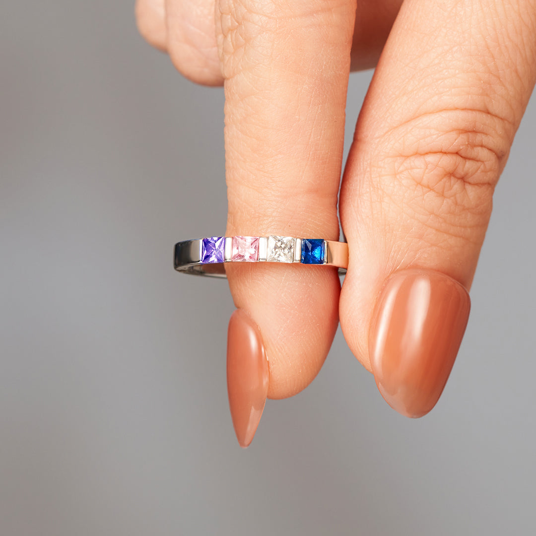 Personalized 1-7 Kids' Birthstone Square Ring