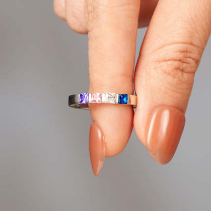 Personalized 1-7 Kids' Birthstone Square Ring
