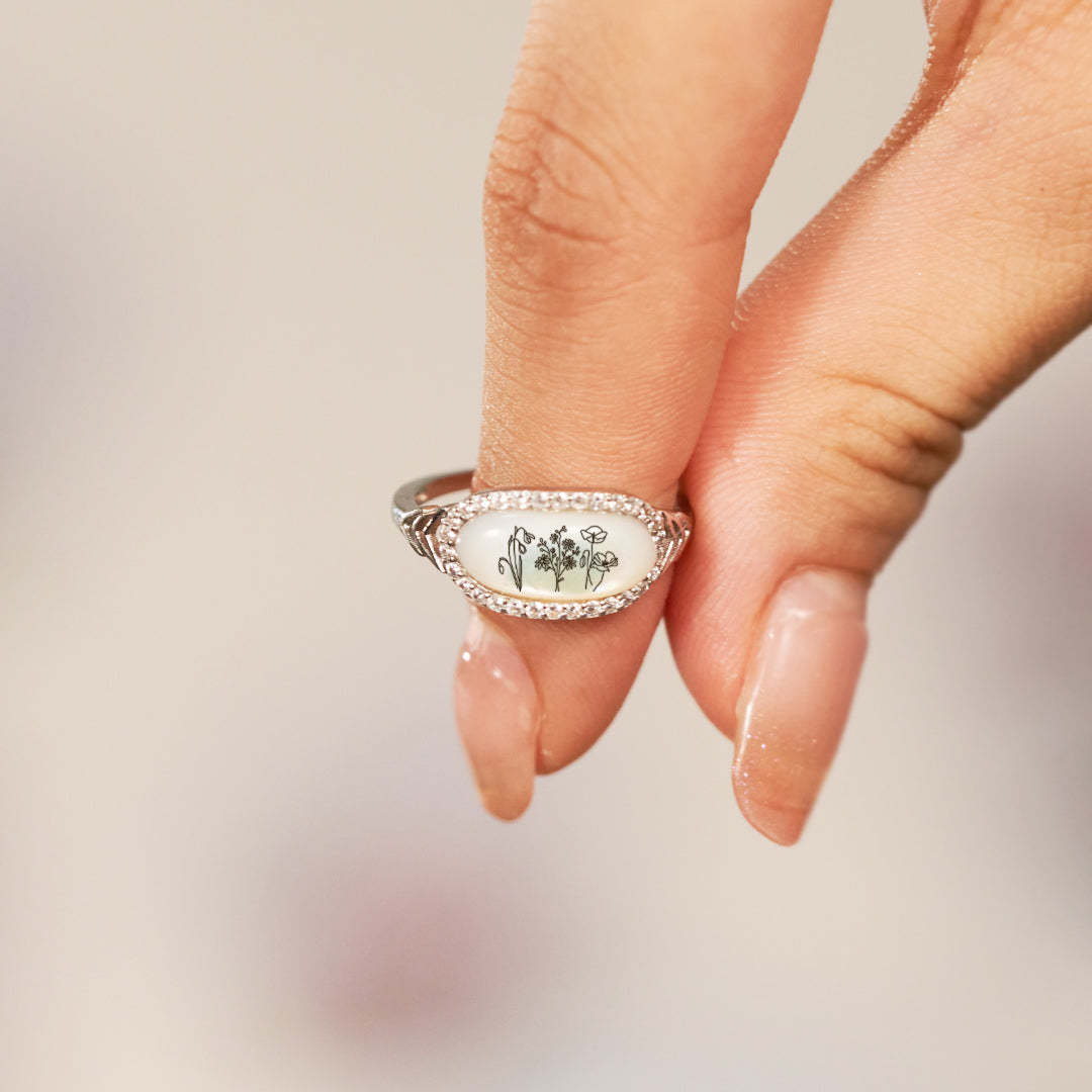 Keep All Those You Love Close Birth Flower Ring