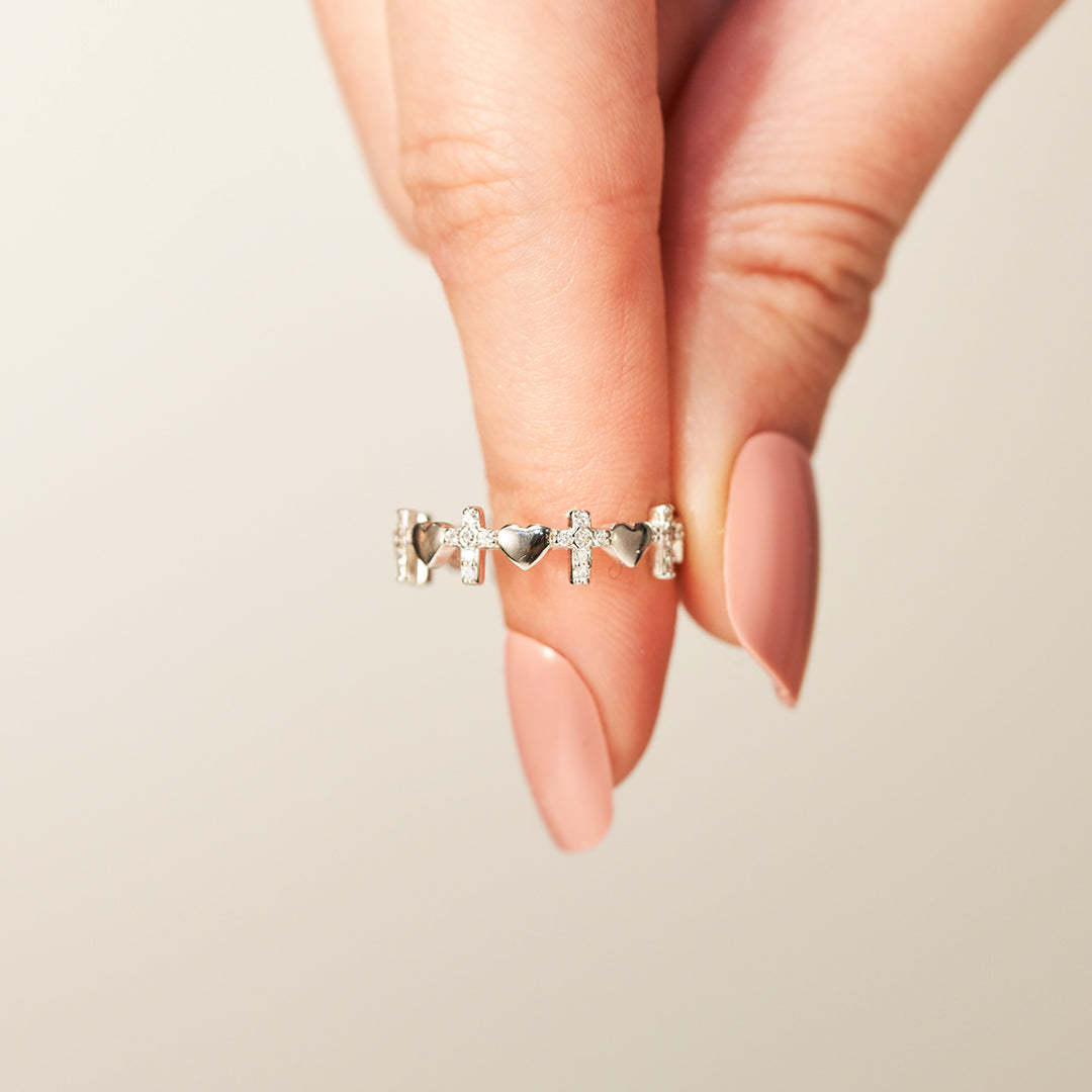 To My Daughter-Cross Heart Ring