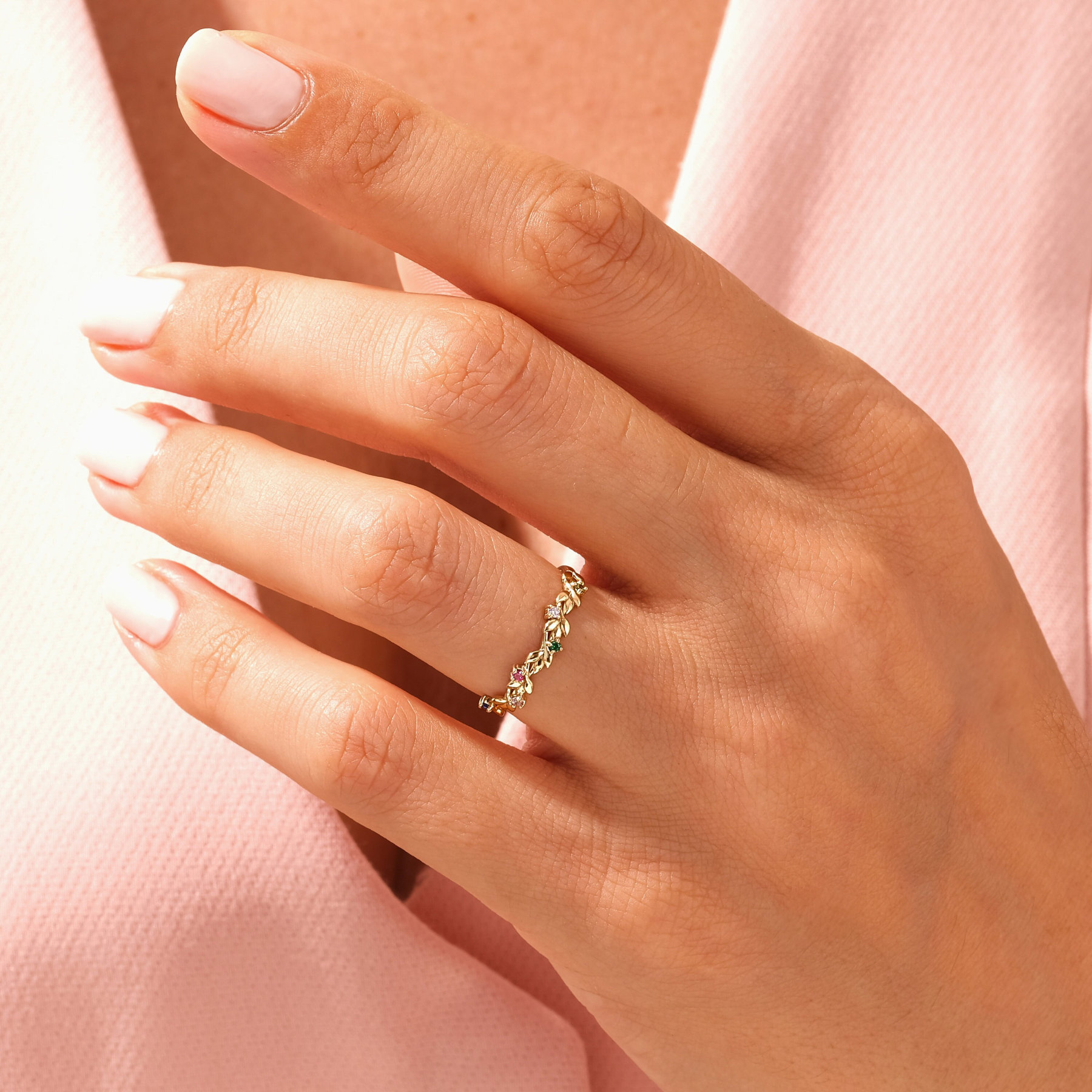 Personalized 1-6 Floral Birthstone Ring