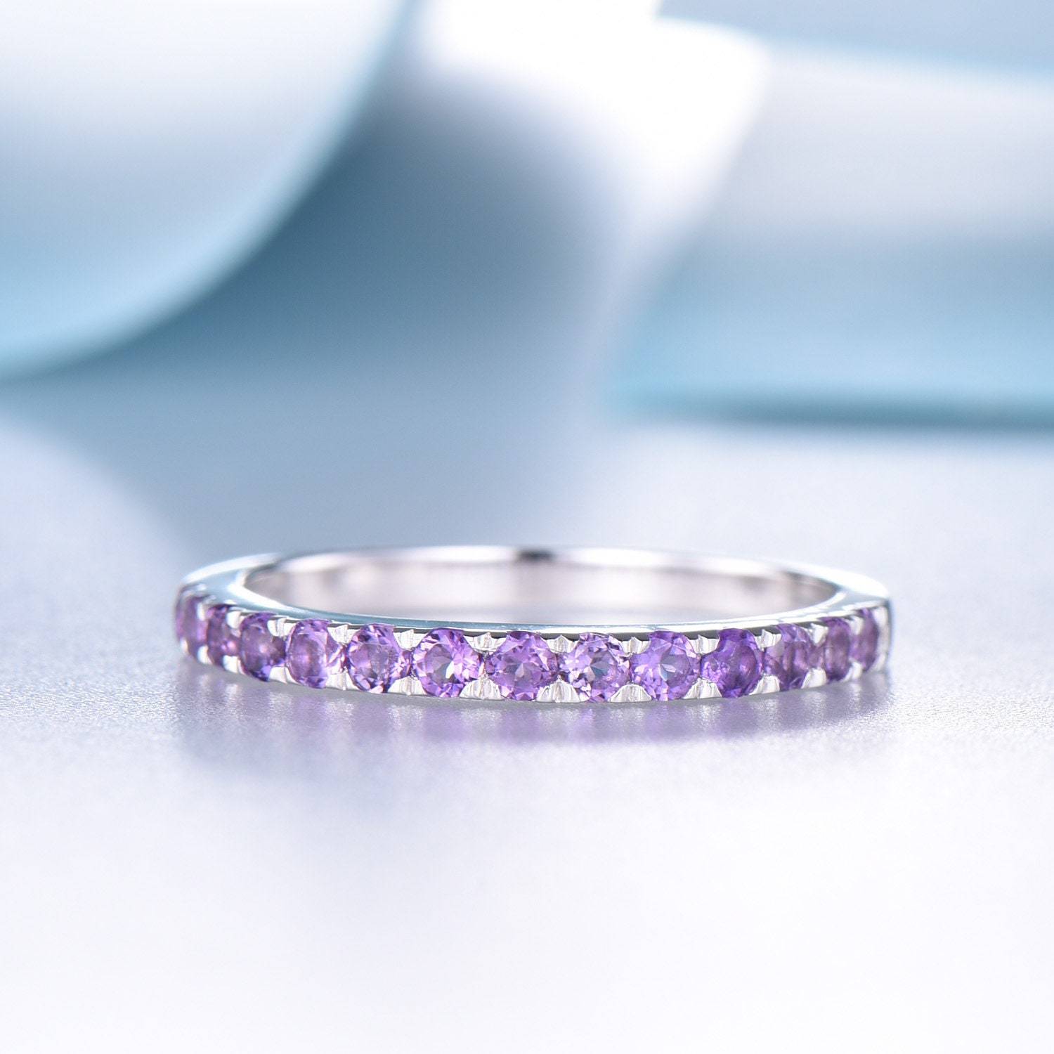 Alzheimer Dementia Awareness Gift Purple Half Eternity Ring