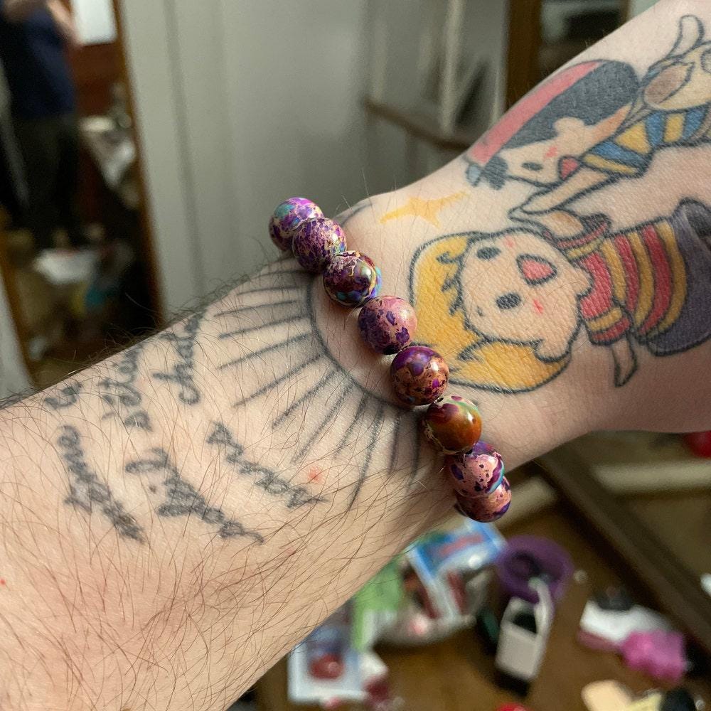 Galaxy Sea Sediment Jasper Lupus Awareness Bracelet