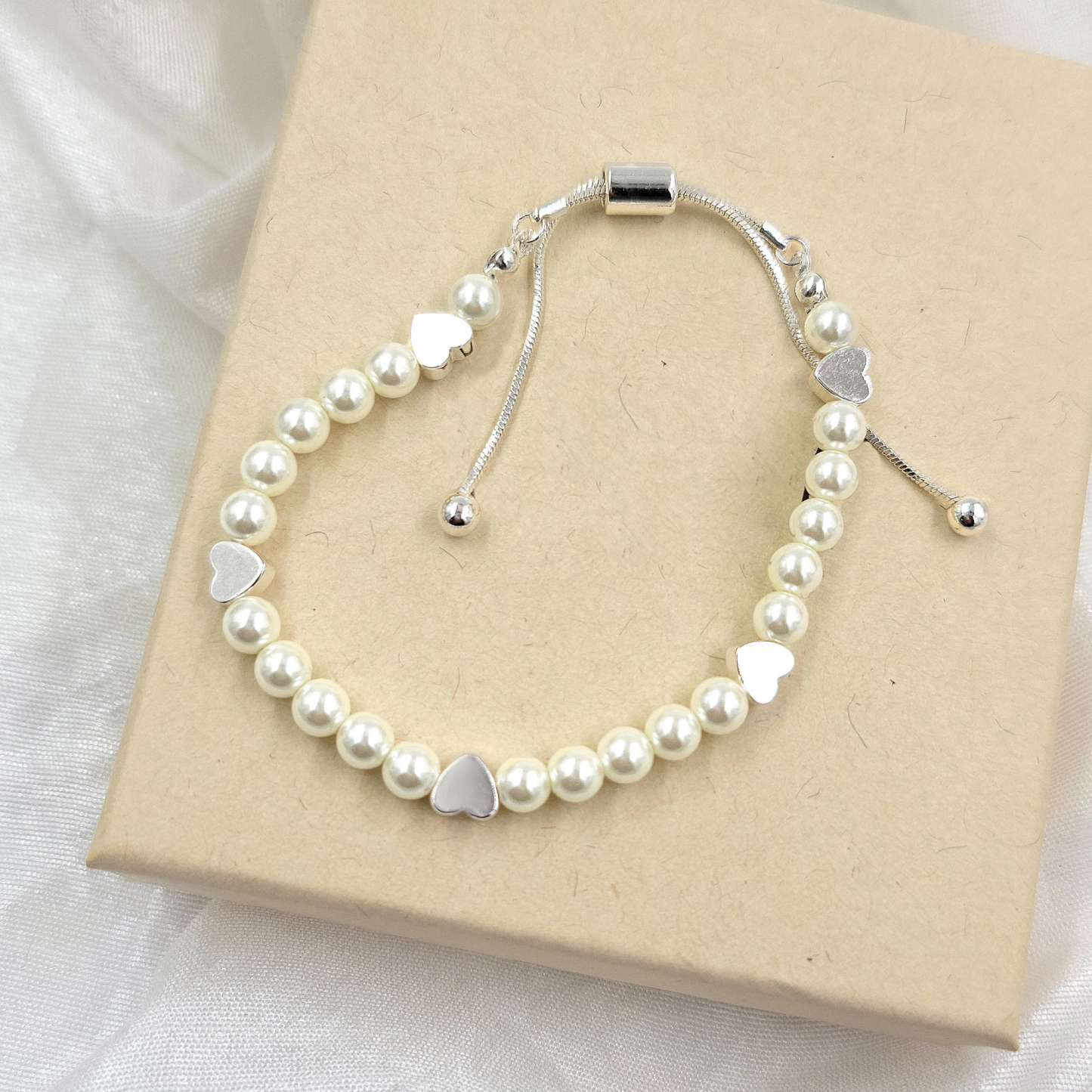Brass Heart Glass Pearl Bracelets