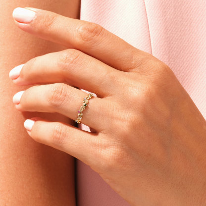 Personalized 1-6 Floral Birthstone Ring