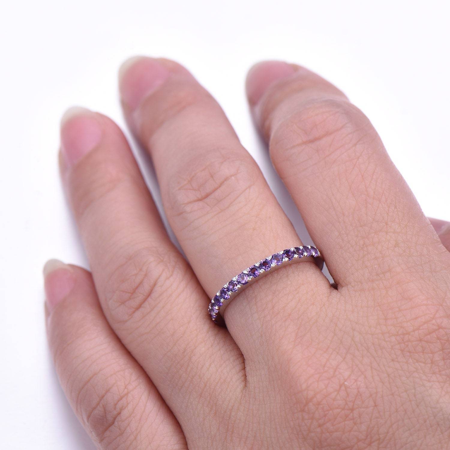 Alzheimer Dementia Awareness Gift Purple Half Eternity Ring