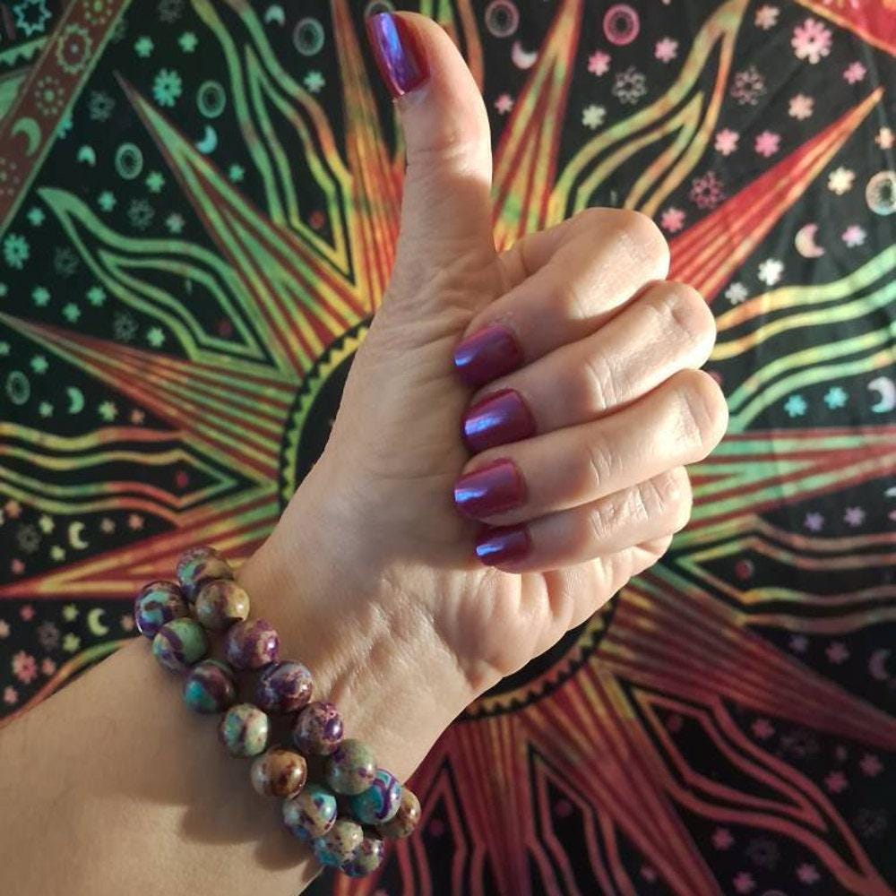 Galaxy Sea Sediment Jasper Lupus Awareness Bracelet