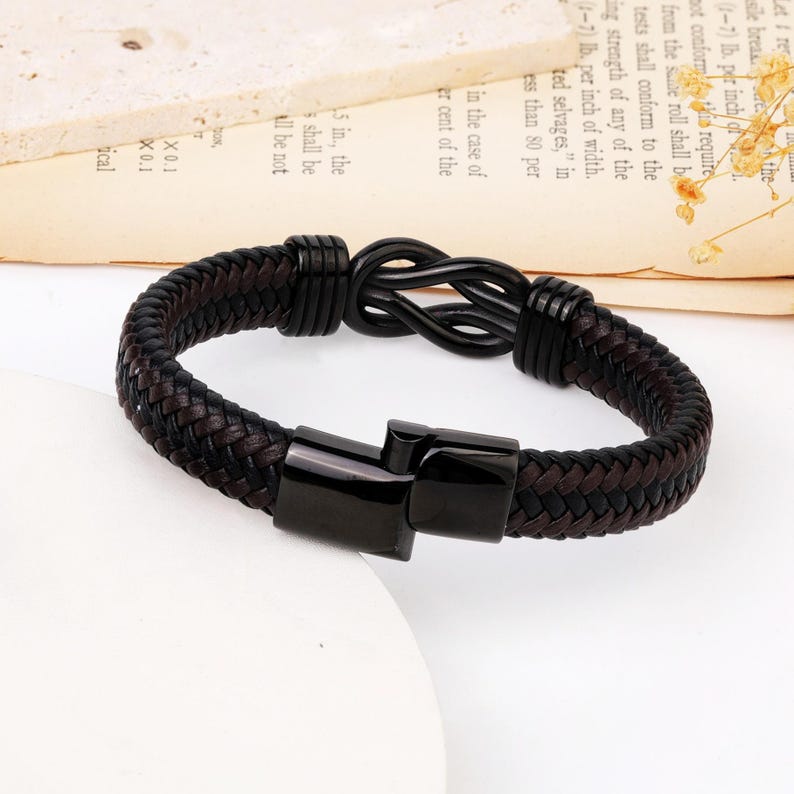  Gift for Son/Grandson Personalized Leather Infinity Knot Bracelet