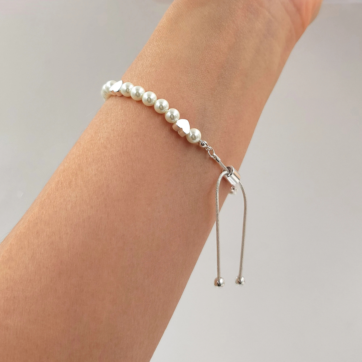 Brass Heart Glass Pearl Bracelets