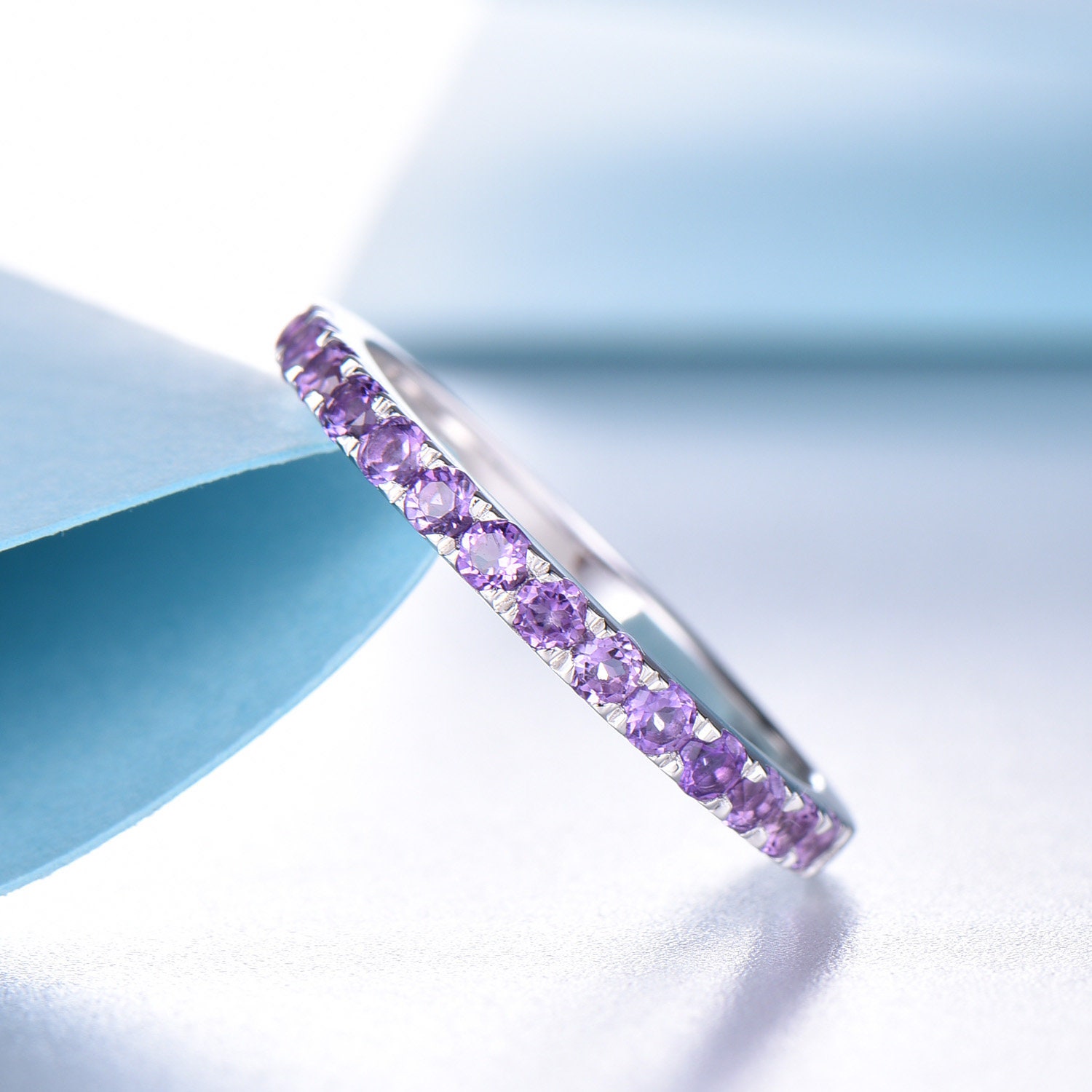 Alzheimer Dementia Awareness Gift Purple Half Eternity Ring
