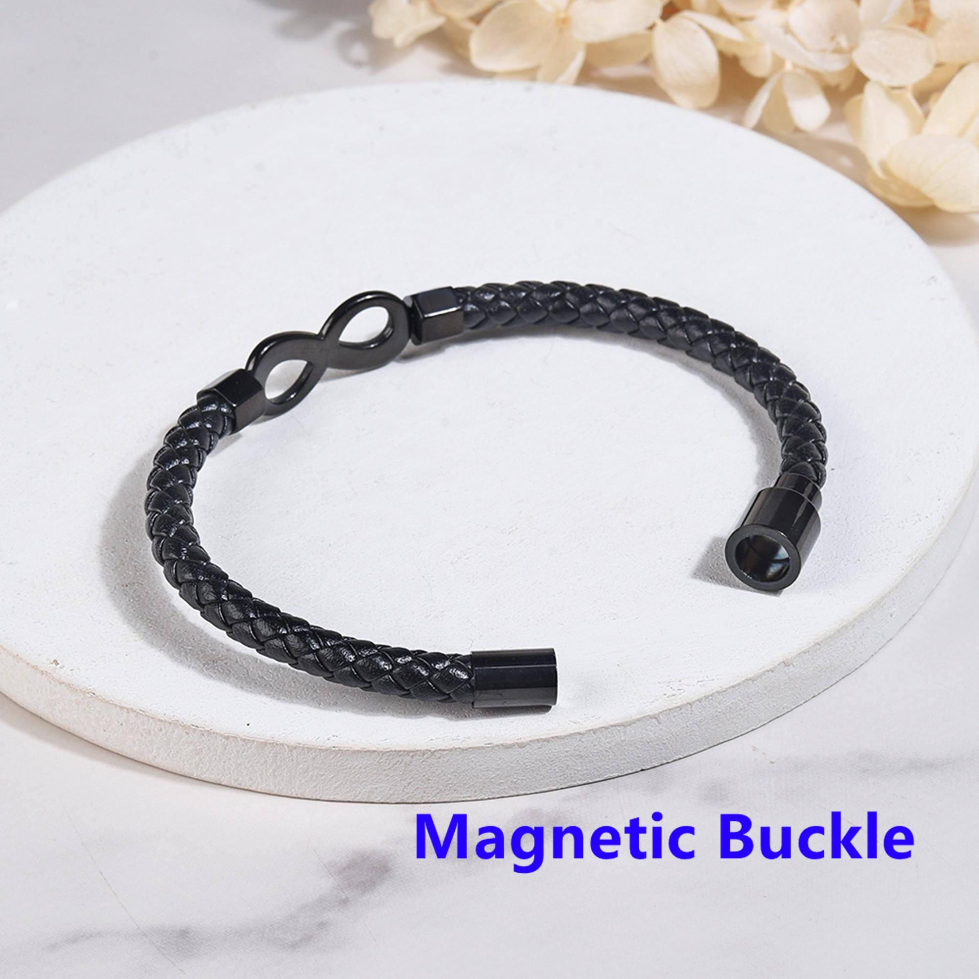 To My Man Soulmate Gift Personalized Infinity Leather Bracelet