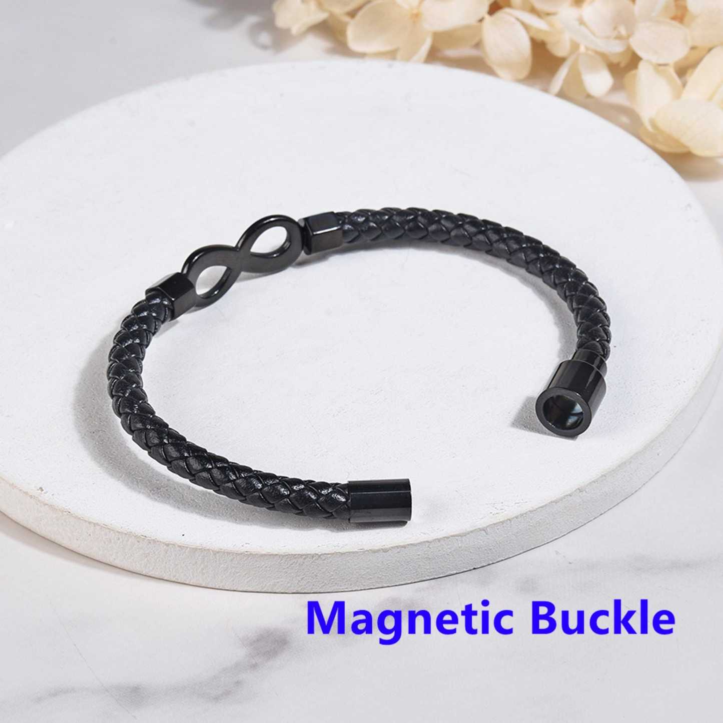 To My Man Soulmate Gift Personalized Infinity Leather Bracelet