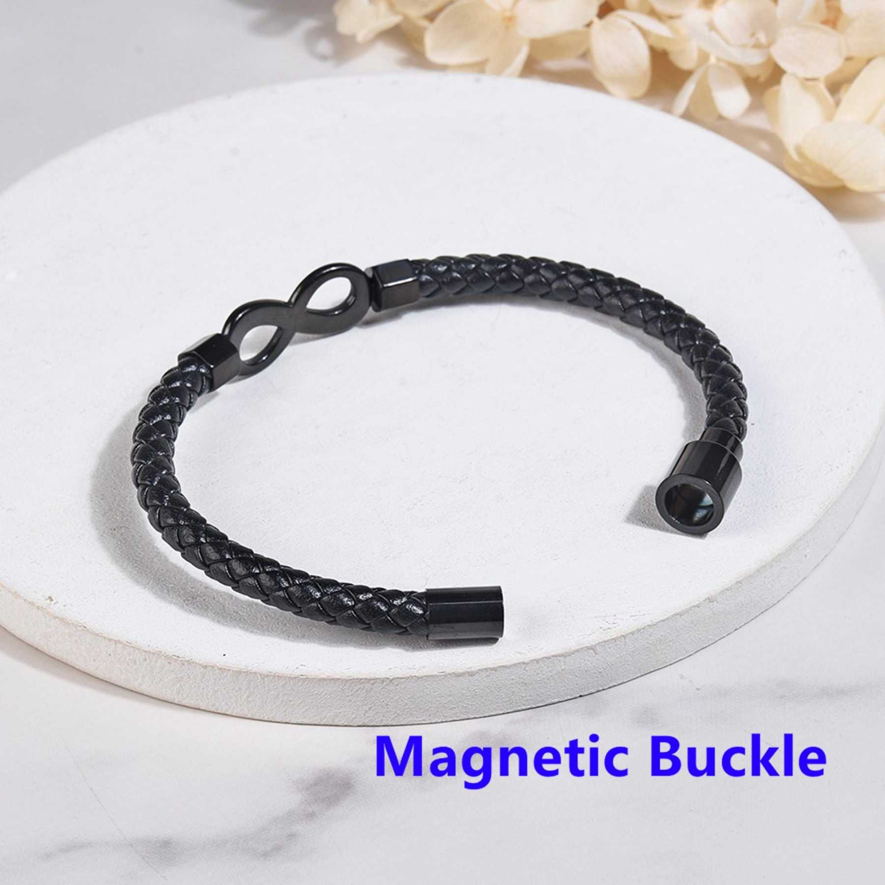 To My Man Soulmate Gift Personalized Infinity Leather Bracelet