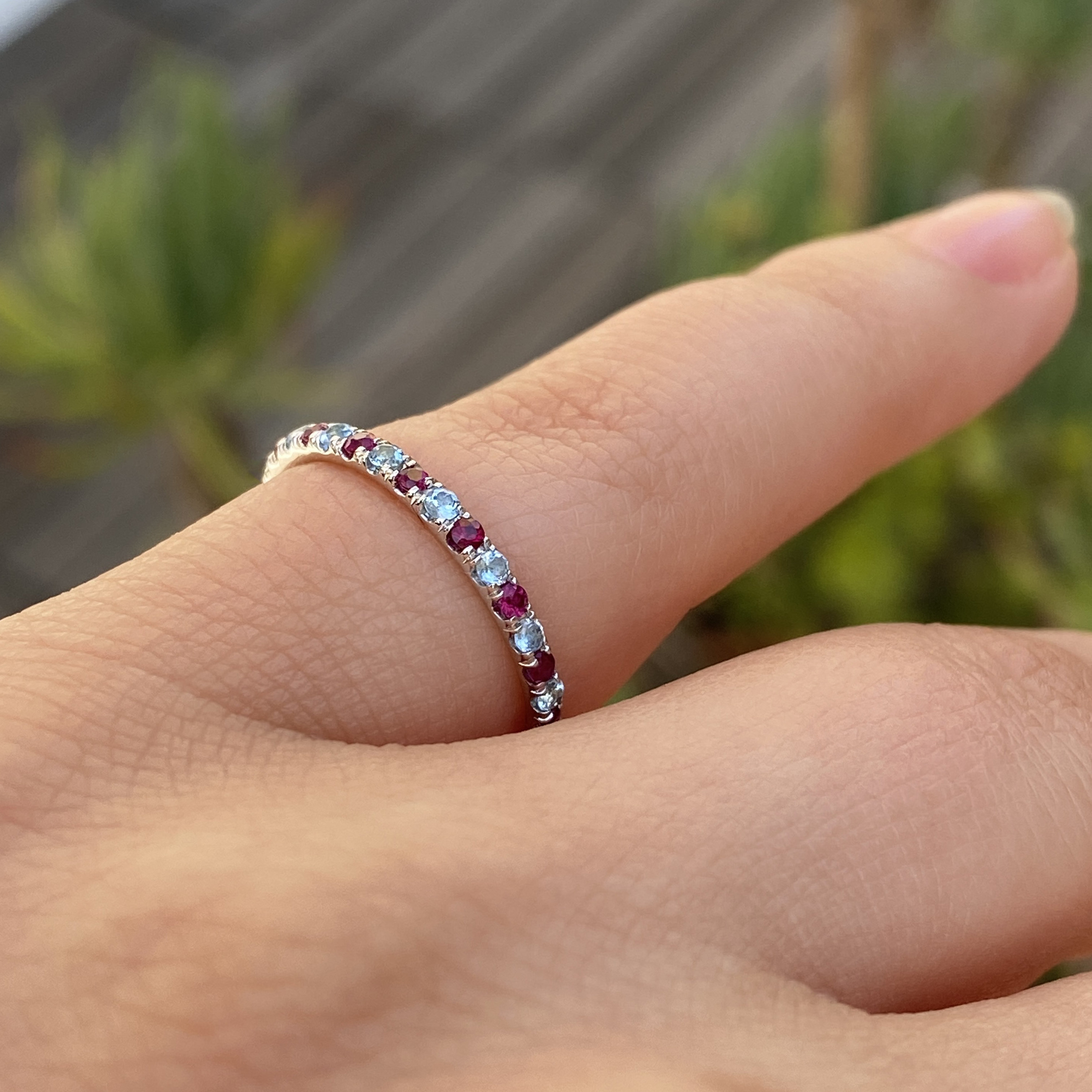 Diabetes Awareness Gift Blue&Red Diamonds Ring