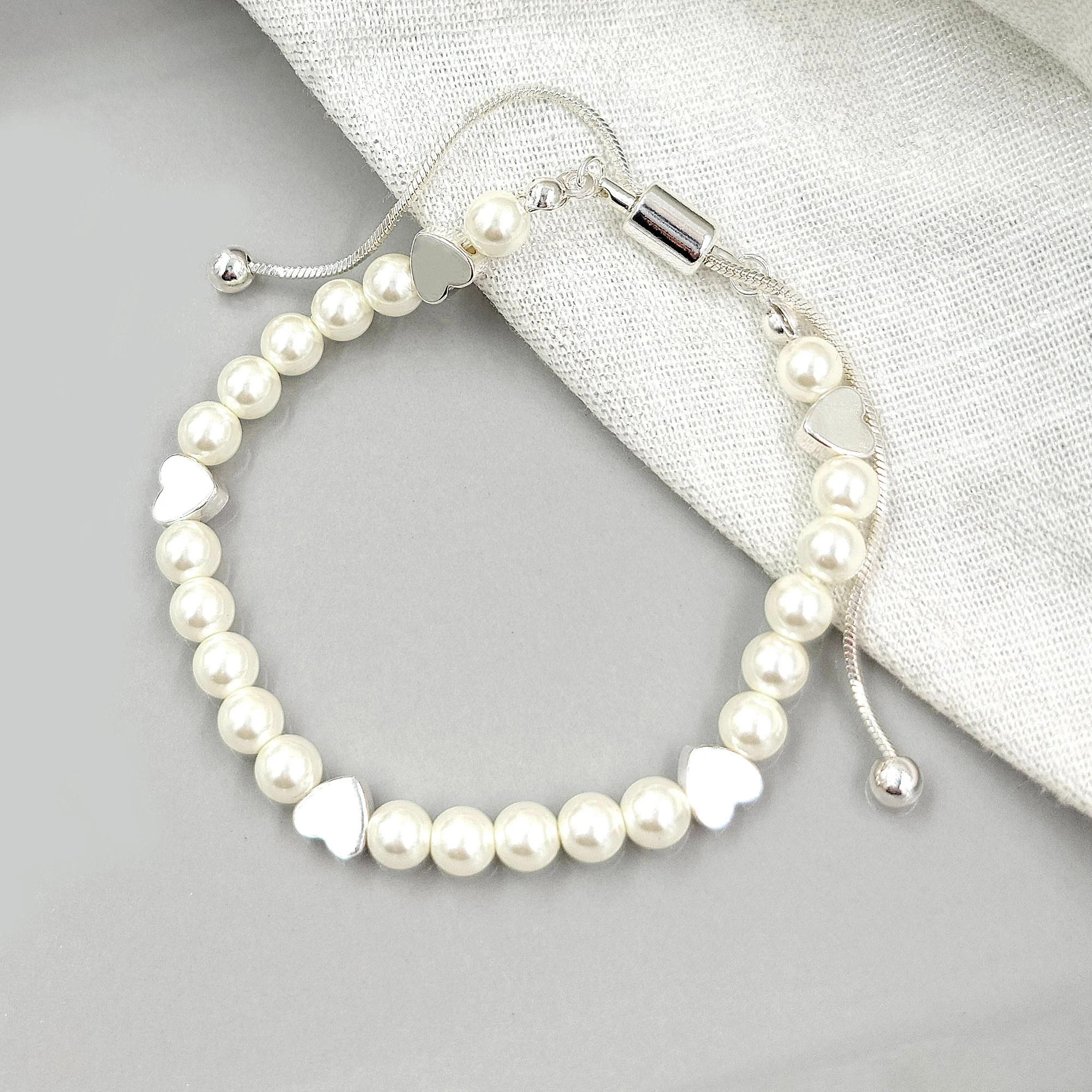Brass Heart Glass Pearl Bracelets