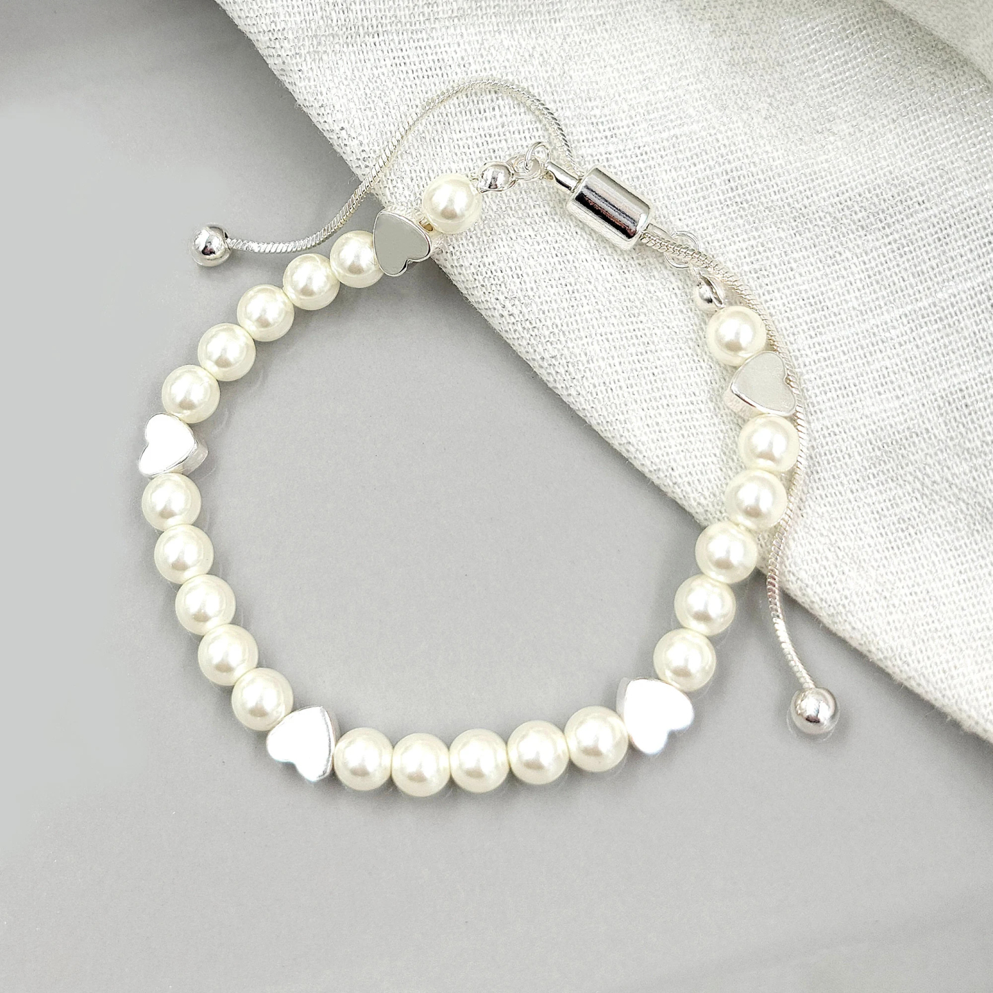 Brass Heart Glass Pearl Bracelets