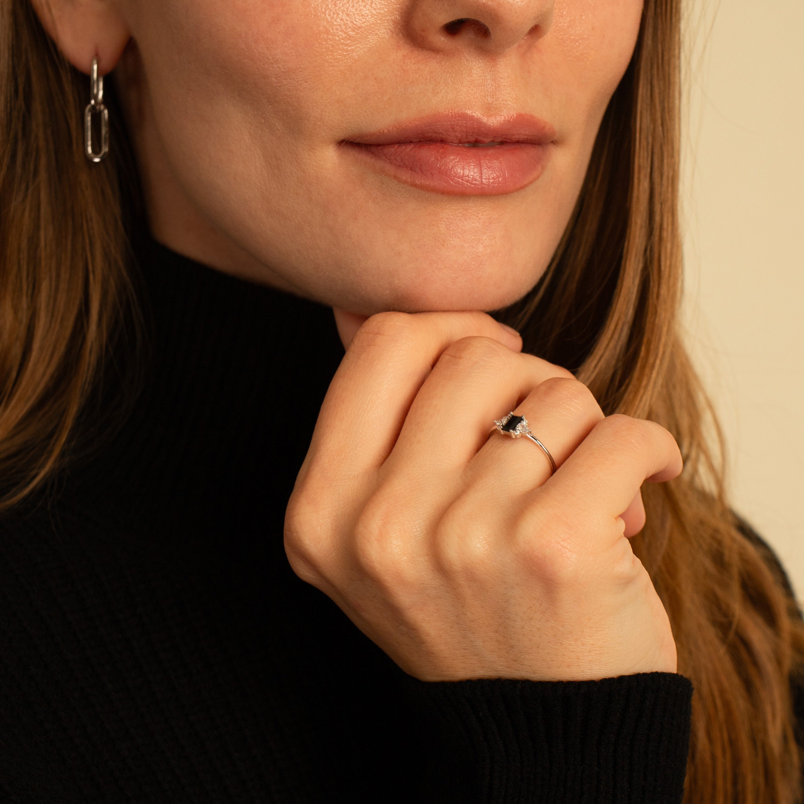 I'm Choosing My Peace Black Cz Ring