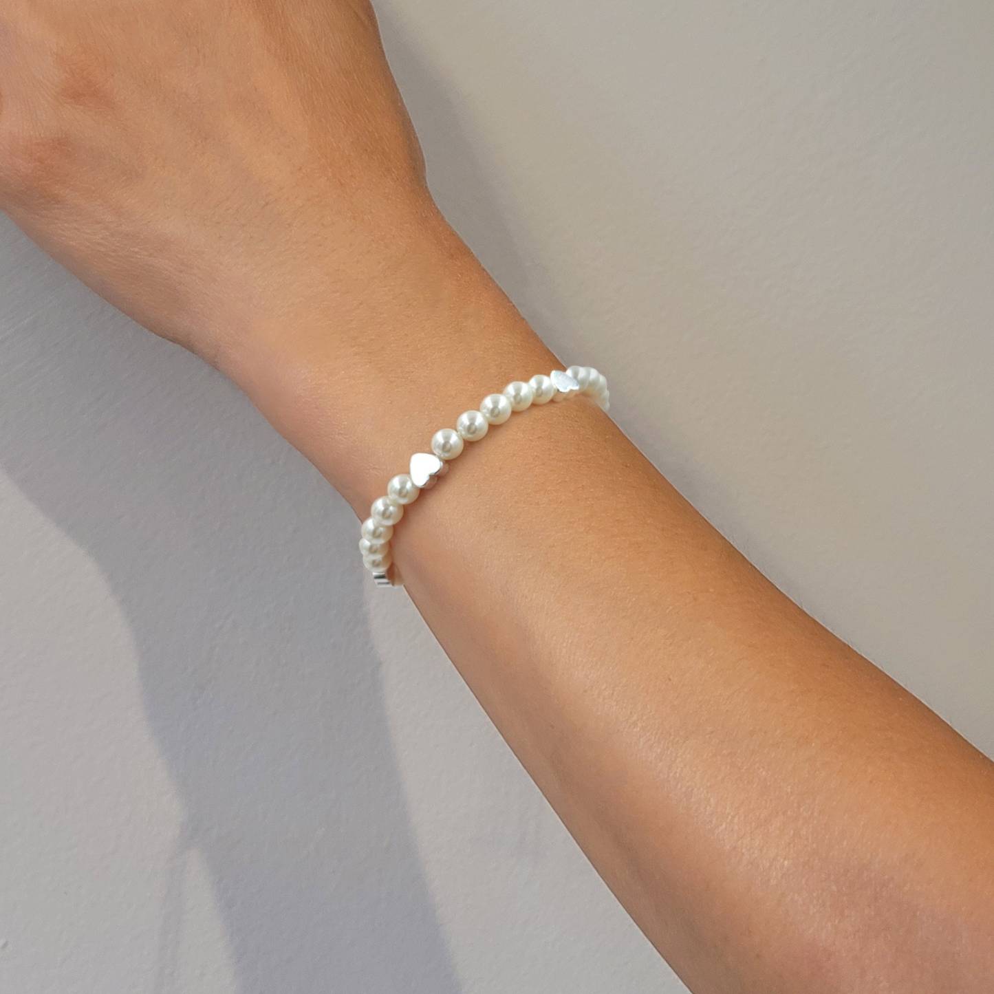 Brass Heart Glass Pearl Bracelets