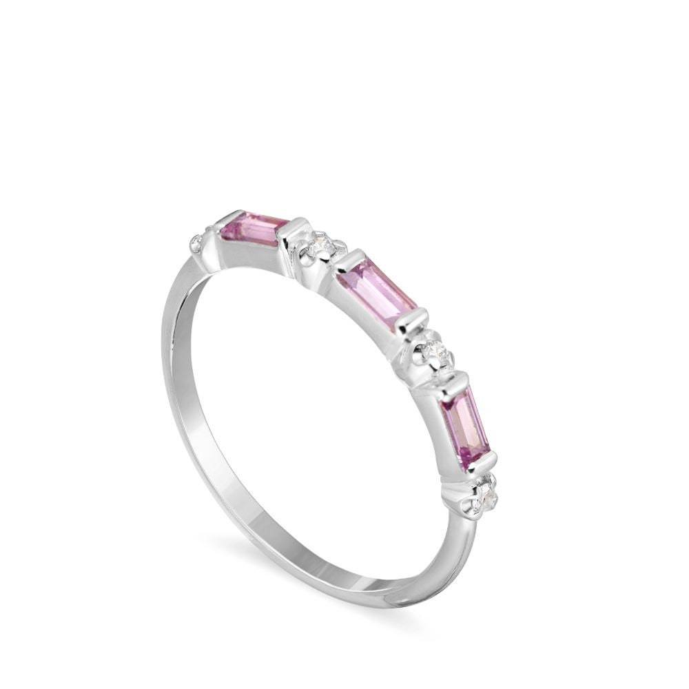 Pink Half Eternity Baguette Ring