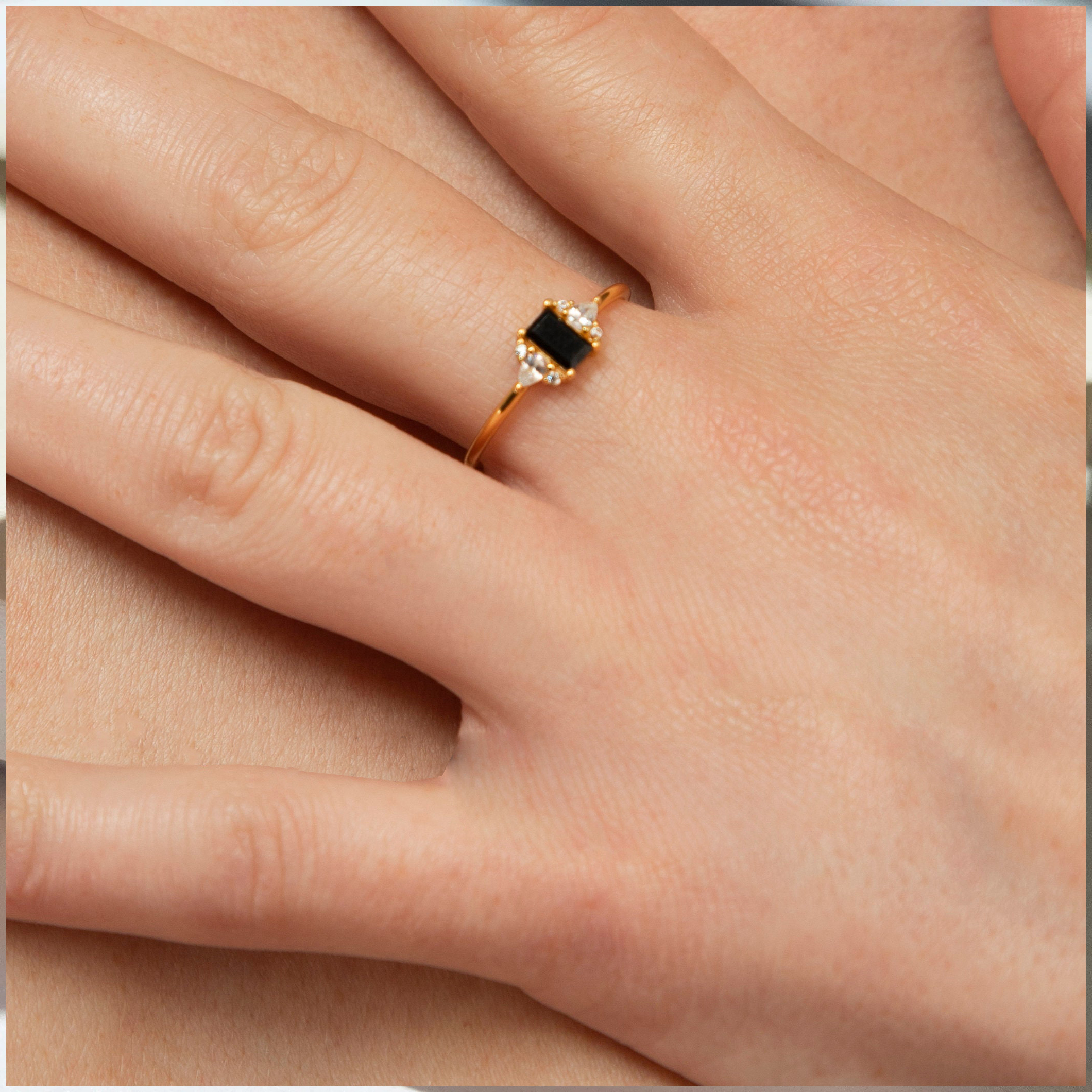 I'm Choosing My Peace Black Cz Ring