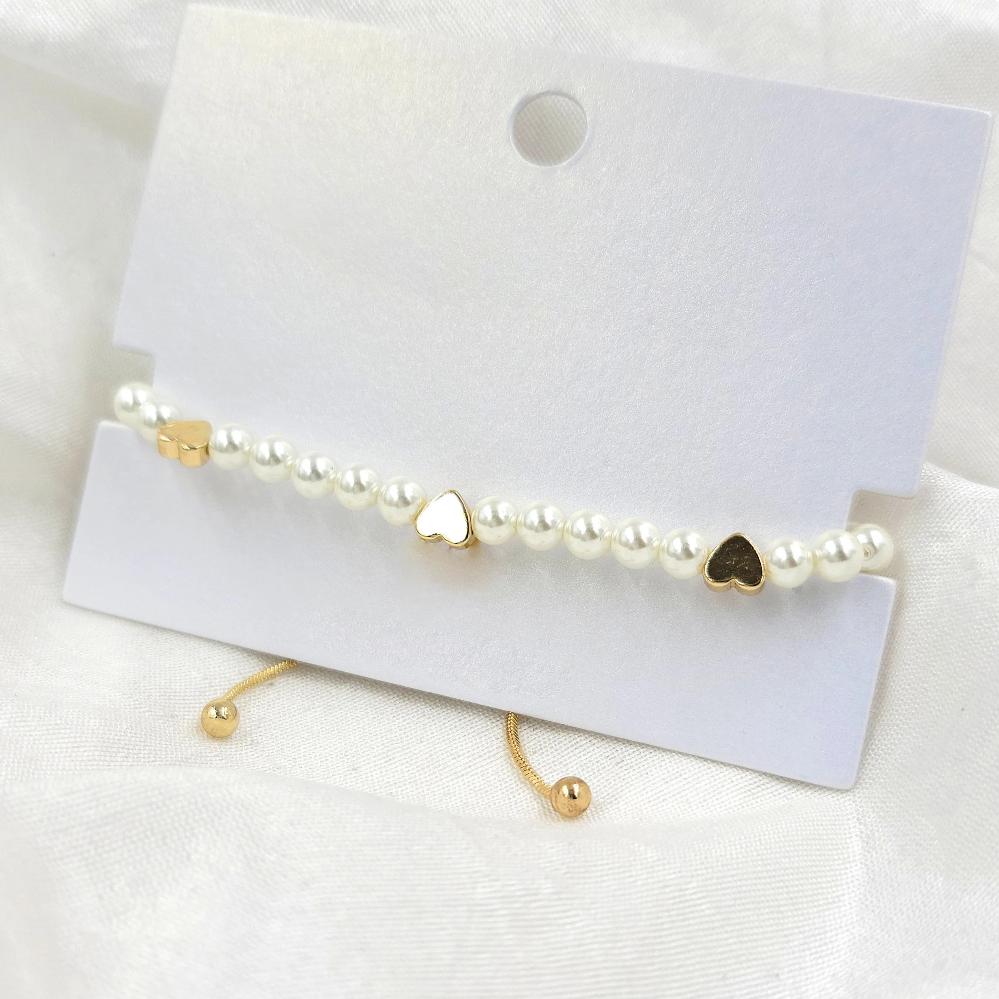 Brass Heart Glass Pearl Bracelets