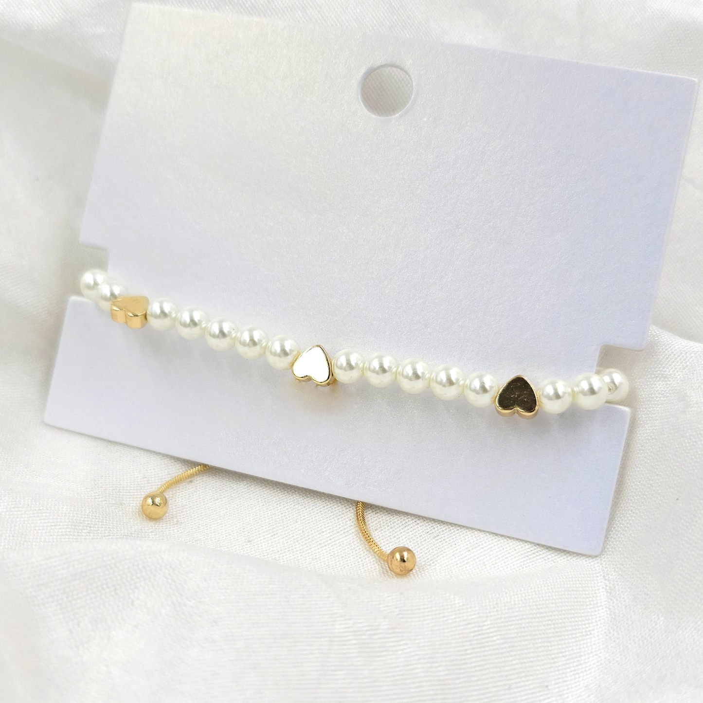 Brass Heart Glass Pearl Bracelets