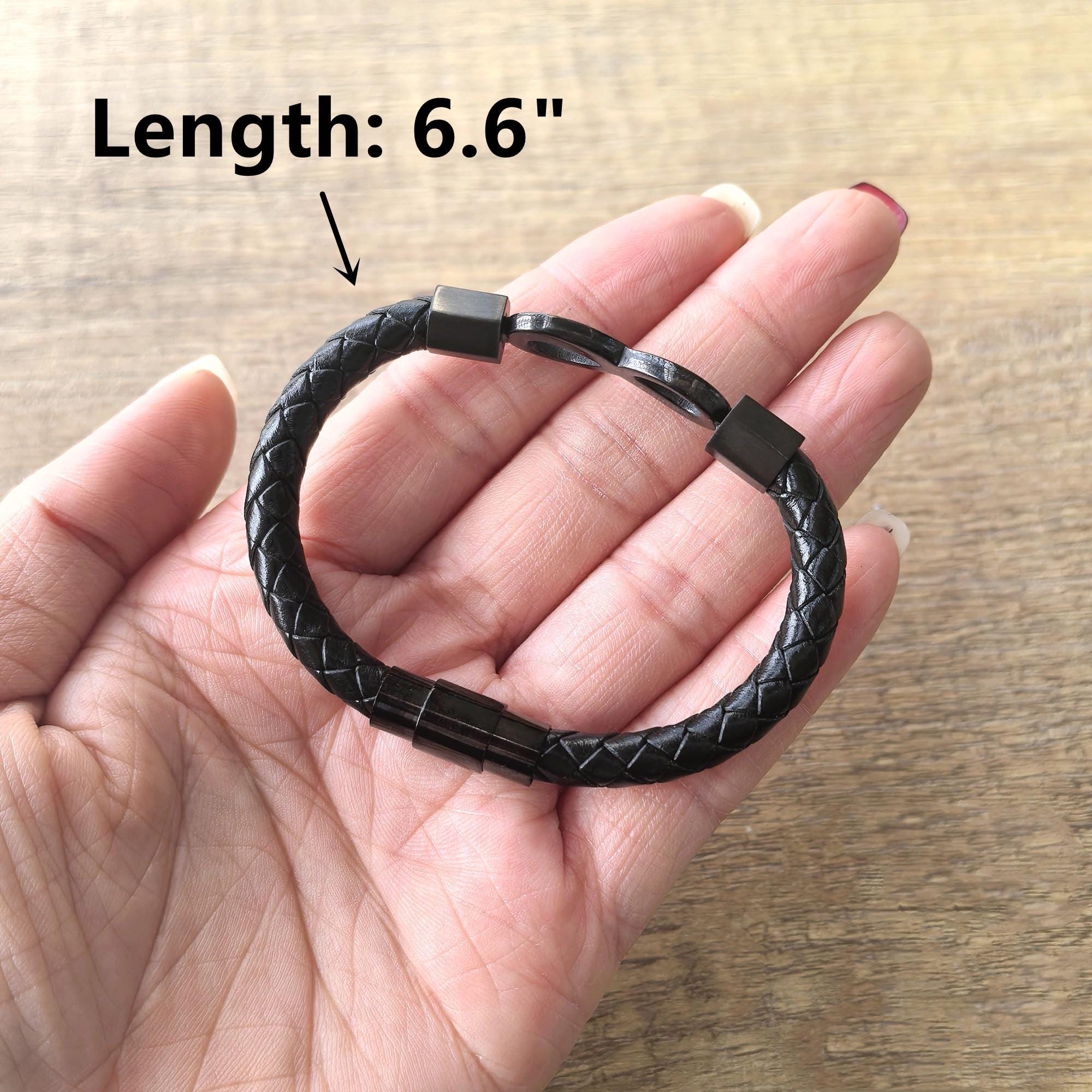 To My Man Soulmate Gift Personalized Infinity Leather Bracelet