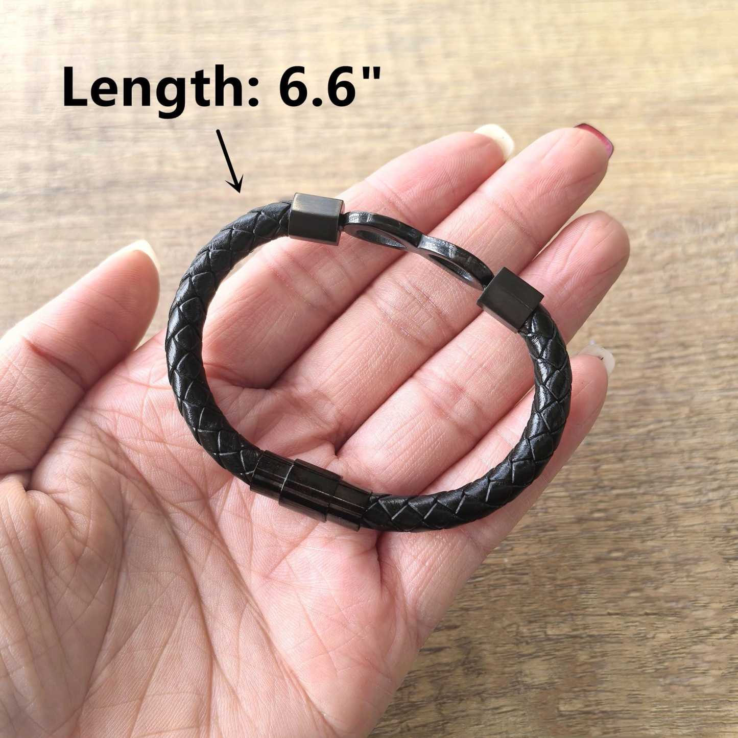 To My Man Soulmate Gift Personalized Infinity Leather Bracelet