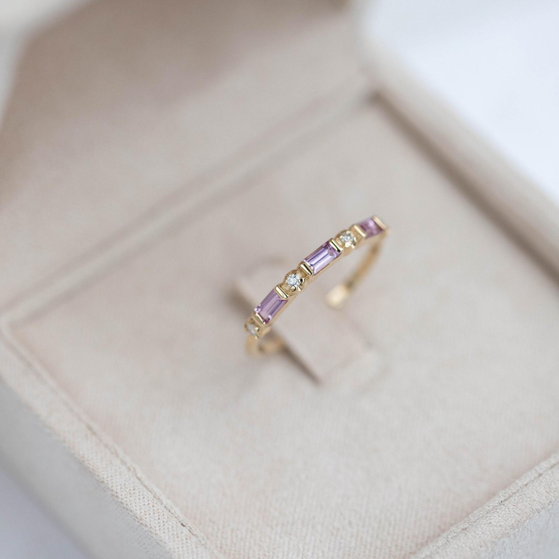 Pink Half Eternity Baguette Ring