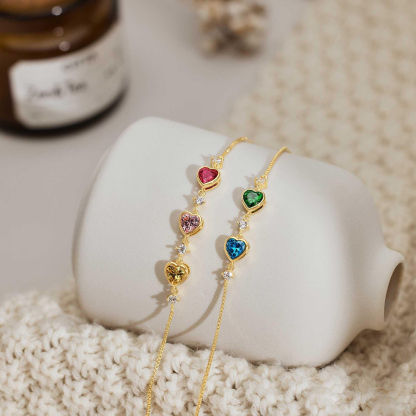 1-10 Birthstones Heartbeat Family Bracelet