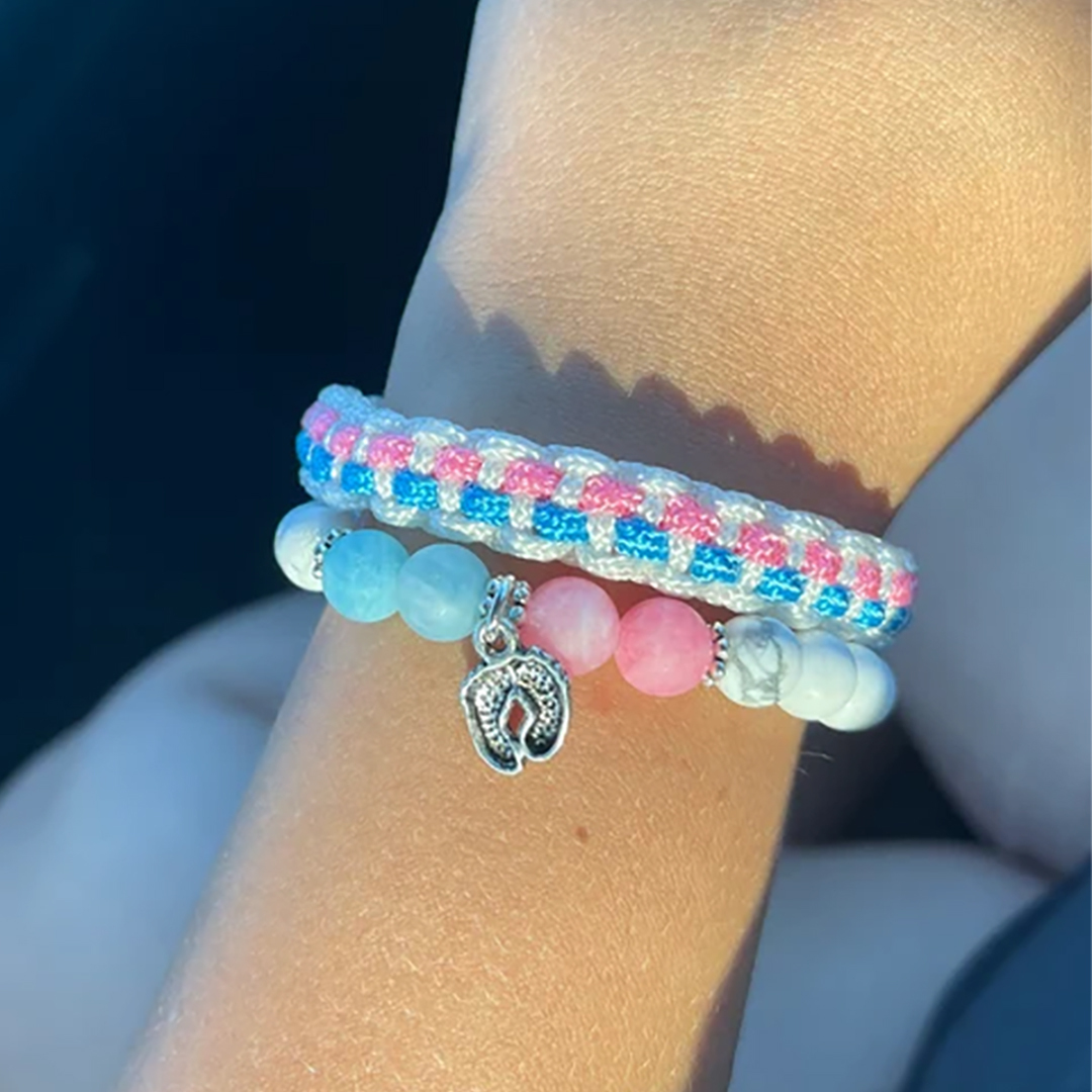 Infant Loss Memorial Pink & Blue Jade Bracelet