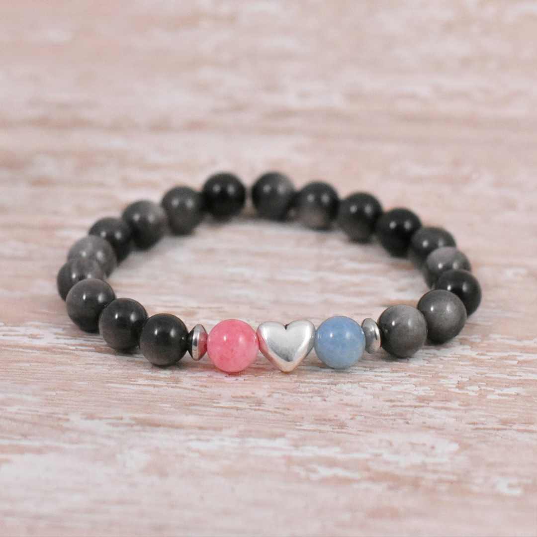 Mama Of An Angel Blue & Pink Stones Bracelet